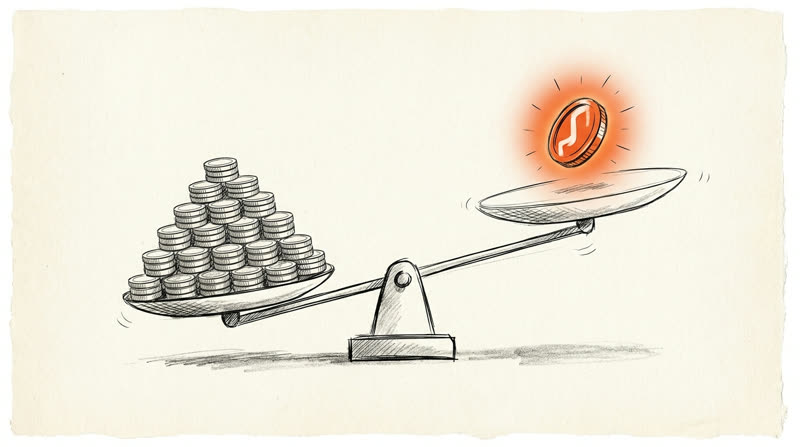 Ilustración del artículo: Bitcoin o fondo indexado — balanza entre base estable y apuesta