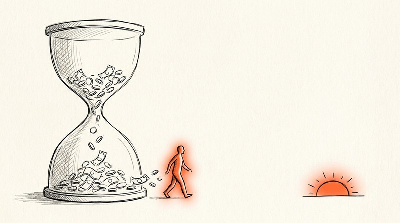 Ilustración del artículo: por qué el dinero sí da felicidad porque compra tiempo