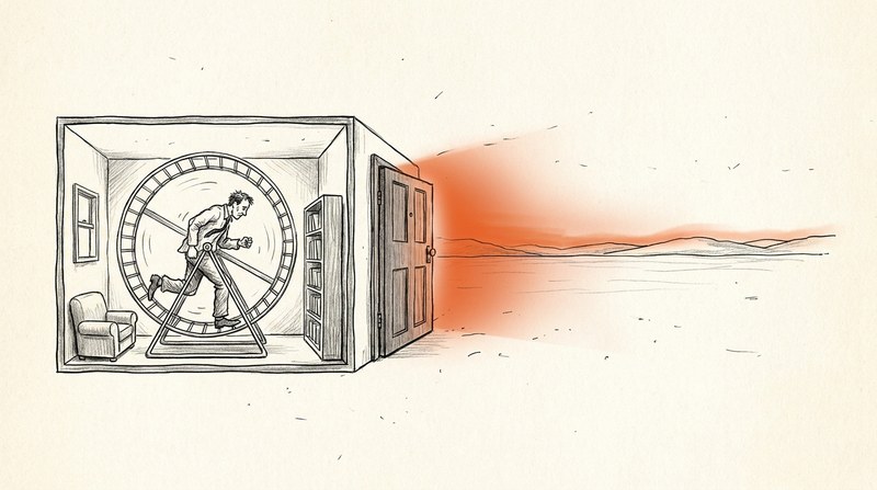 Ilustración del artículo: el riesgo de no arriesgarte y la vida segura que solo es familiar
